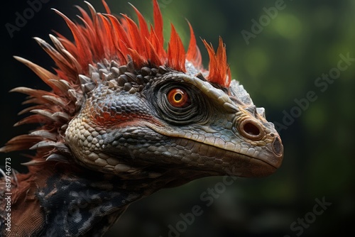 Close-Up of Dilophosaurus  Natural light  Generative AI