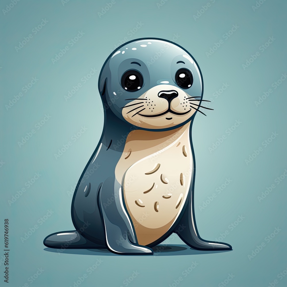 cute seal cartoon character - illustration created using generative AI tools cute seal cartoon character - illustration created using generative AI tools