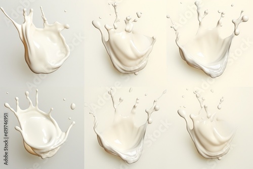 Milk Splash and Pouring Set. Generative AI