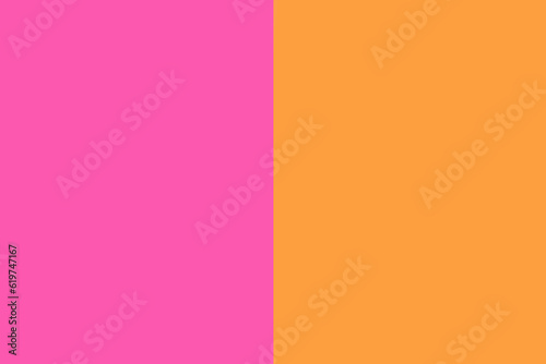 Two tone colors in vertical line. Pink and orange background, flat lay with copy space. Vibrant summer concept.