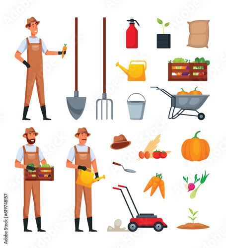 Set of farmer vector characters