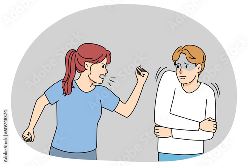 Mad woman bullying husband