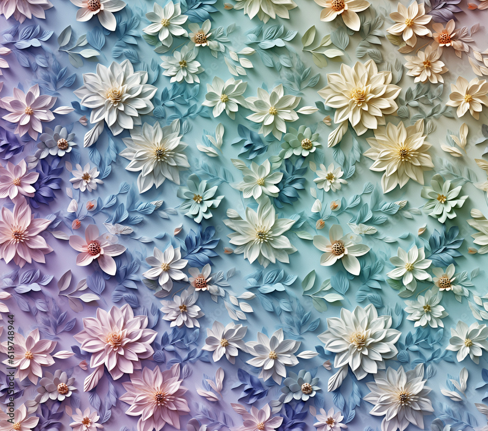 3D Flower Seamless Pattern 3D Flower Seamless Pattern