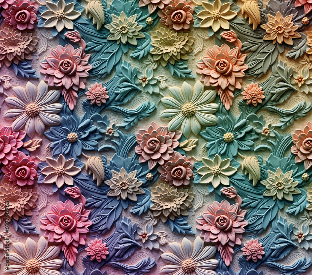 3D Flower Seamless Pattern 3D Flower Seamless Pattern