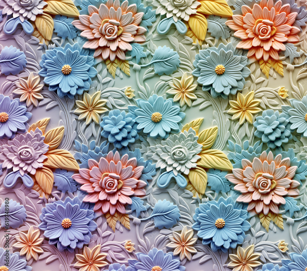 3D Flower Seamless Pattern 3D Flower Seamless Pattern
