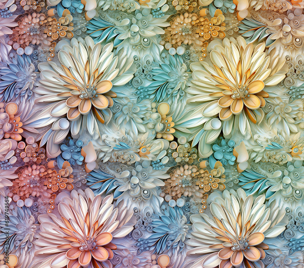 3D Flower Seamless Pattern