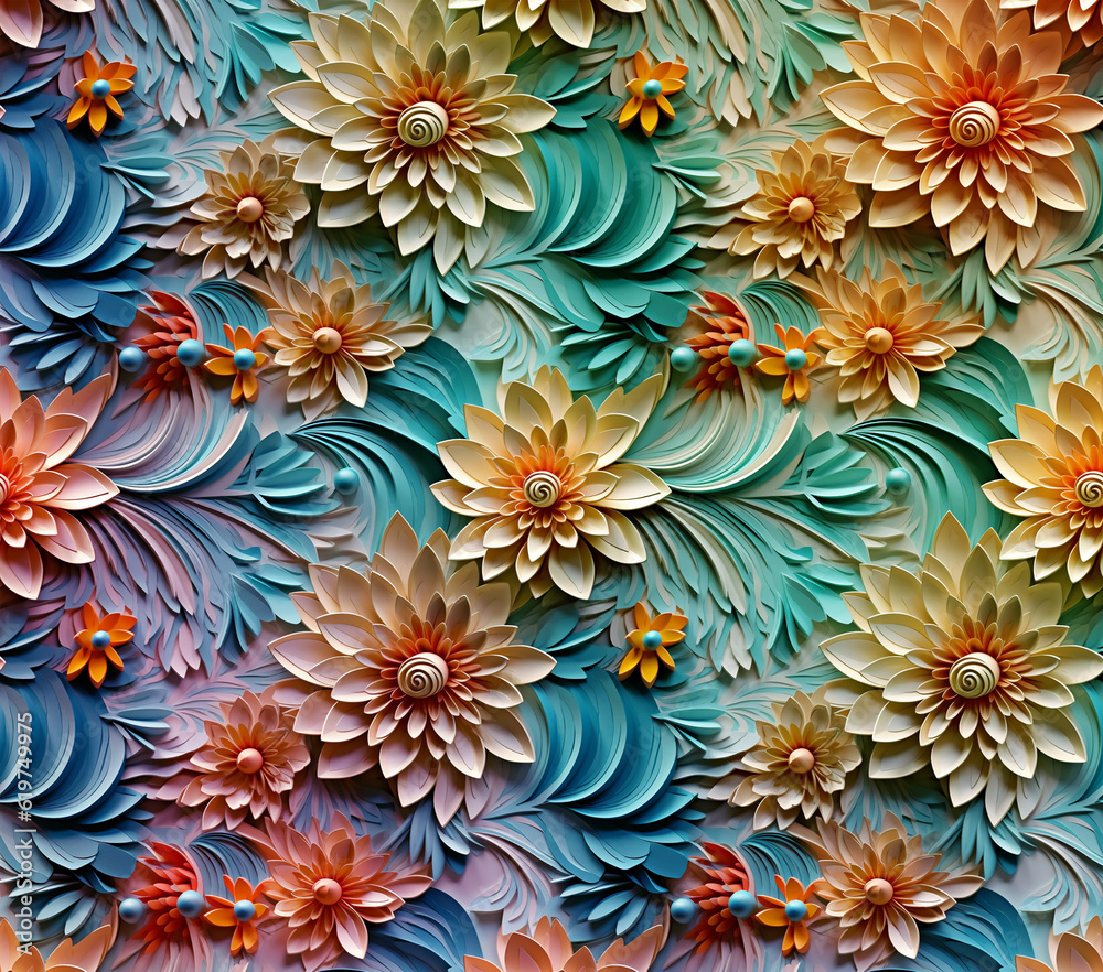 3D Flower Seamless Pattern 3D Flower Seamless Pattern