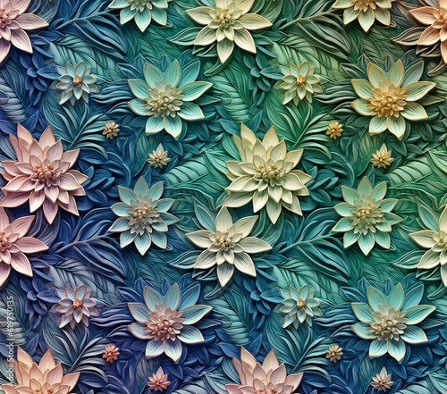 3D Flower Seamless Pattern