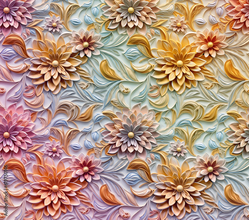 3D Flower Seamless Pattern