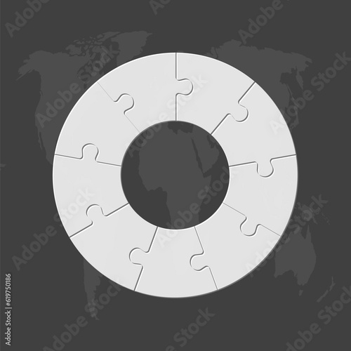 Diagram infographic for 9 steps, circle puzzle