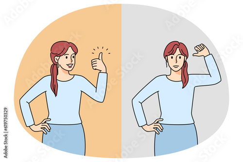 Woman showing like and dislike