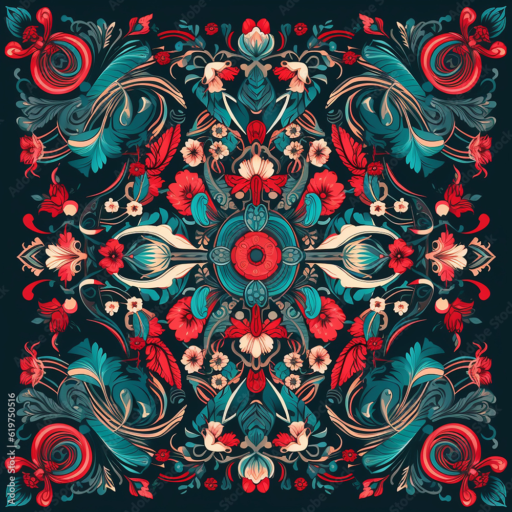 Ornamental floral pattern in ukrainian ethnic style for your design.  