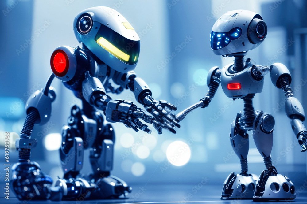 Naklejka premium Futuristic Robot Scenarios - Artificial Intelligence Concepts