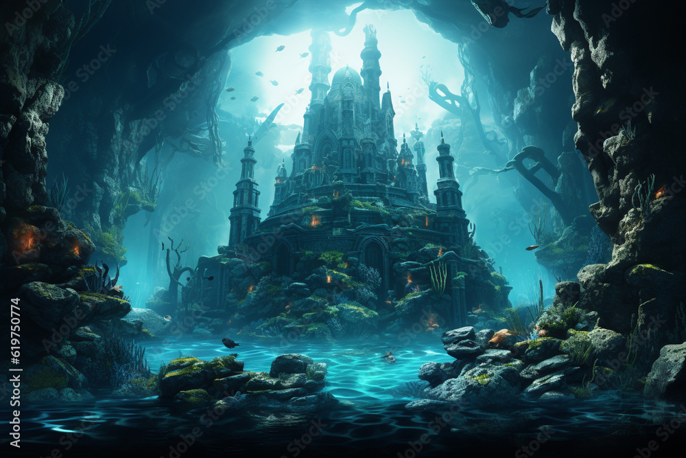 an underwater dive site, complete with a realistic backdrop, immersive