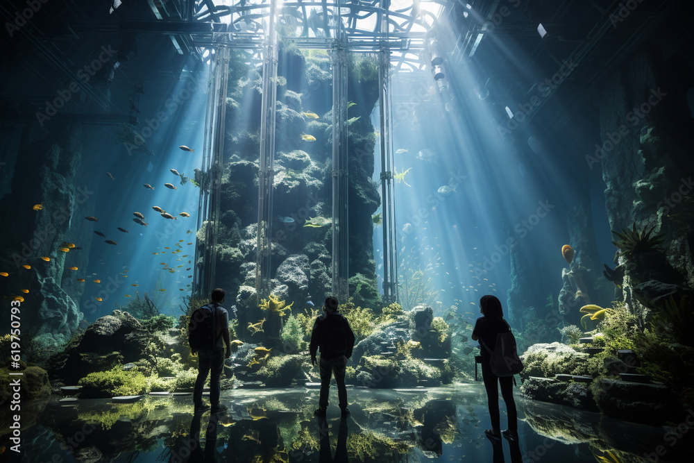 an underwater dive site, complete with a realistic backdrop, immersive