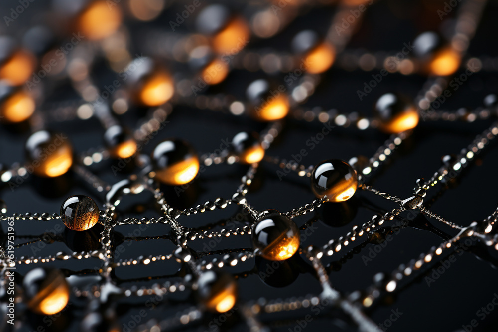 Fototapeta premium Intricate patterns on a spider's web, macro, image should convey complexity Wallpaper Generative AI