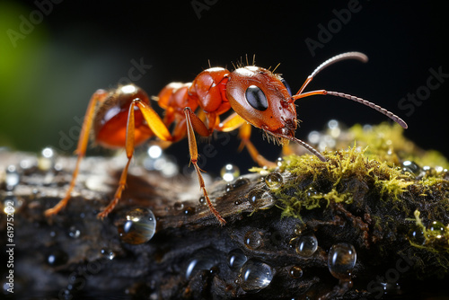 Intricate details of an ant carrying food, macro, image should convey diligence Wallpaper Generative AI