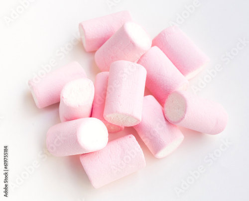 pink white marshmallows on white