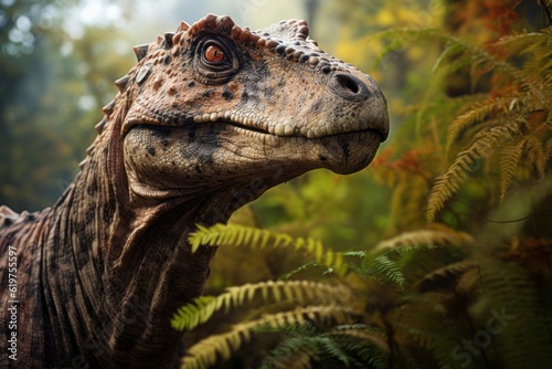 Close-Up of Fukuisaurus, Natural light, Generative AI photo