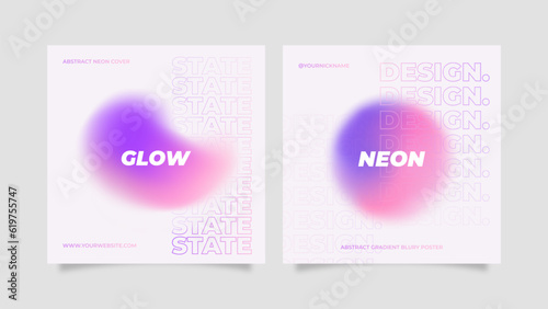 2 Bright Abstract Gradient Posters. Glow and Neon. All texts and colors are editable.