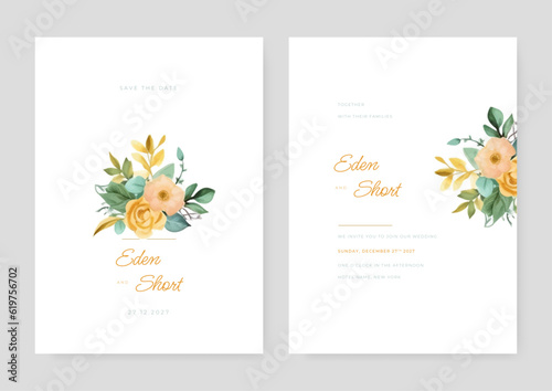 Wallpaper Mural Modern vector hand drawn floral wedding invitation template Torontodigital.ca