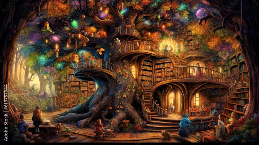 Childbook illustration Fairy tree house [AI generative]