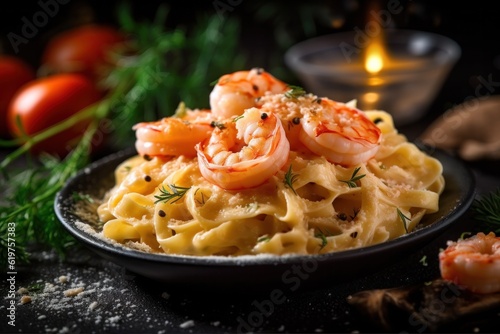 Prawn and salmon pasta style