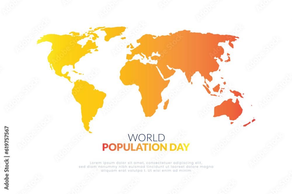 Concept or composition of World Population Day, July 11th, we are reminded of the importance of understanding global population. banner design