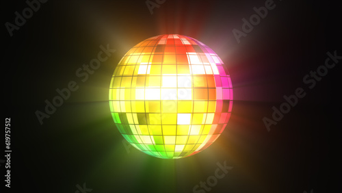 Dazzling Light Burst 3D Illustration With Colorful Dance Lighting And A Rotating Disco Ball. It s amazing background.