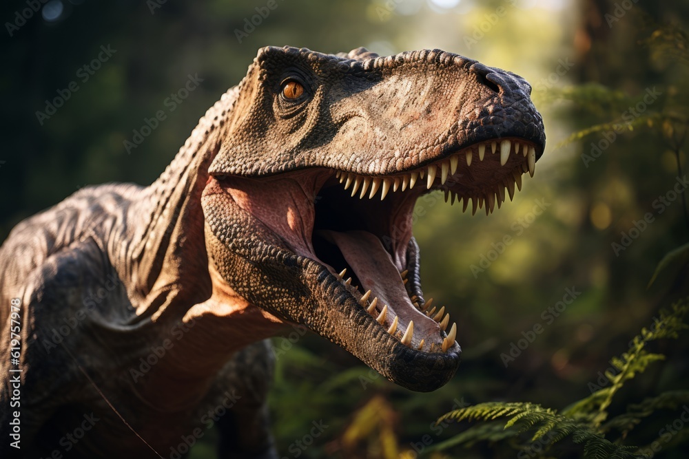 Close-Up of Giganotosaurus, Natural light, Generative AI Close-Up of Giganotosaurus, Natural light, Generative AI