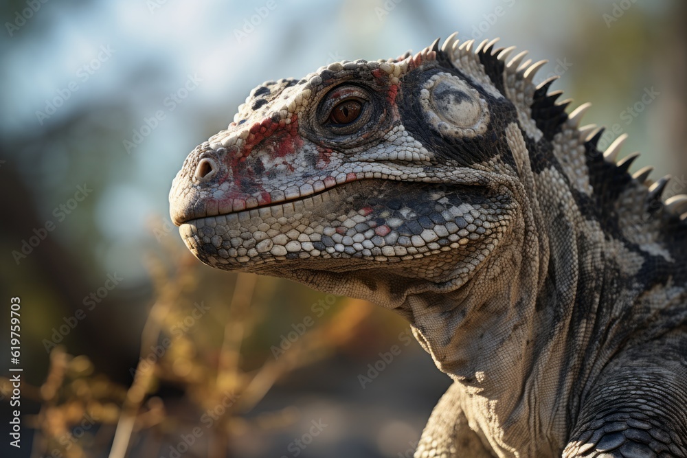 Close-Up of Hadrosaurus, Natural light, Generative AI Close-Up of Hadrosaurus, Natural light, Generative AI