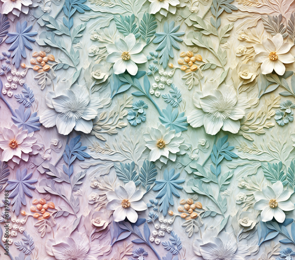 3D Flower Seamless Pattern