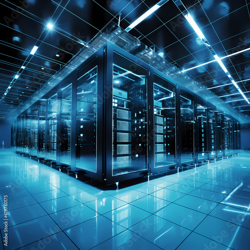 Datacenter building in blue color