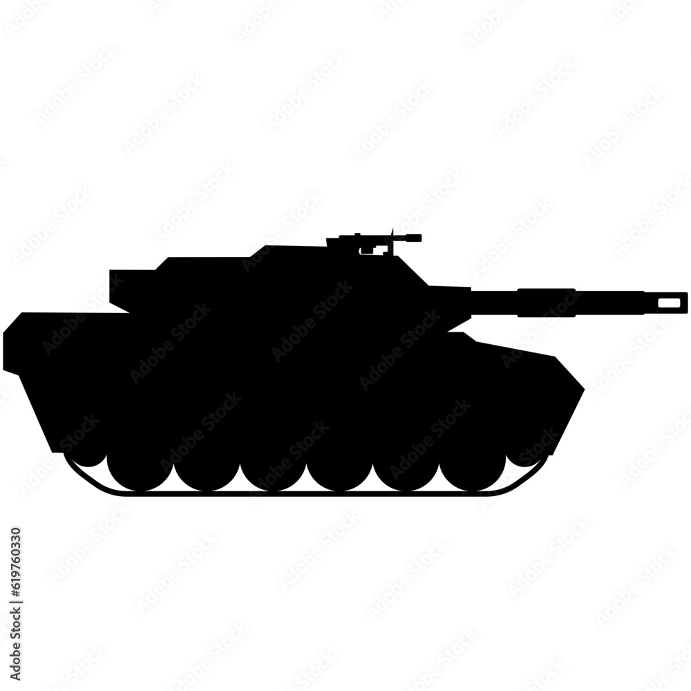Tank icon vector illustration. Military tank silhouette for icon