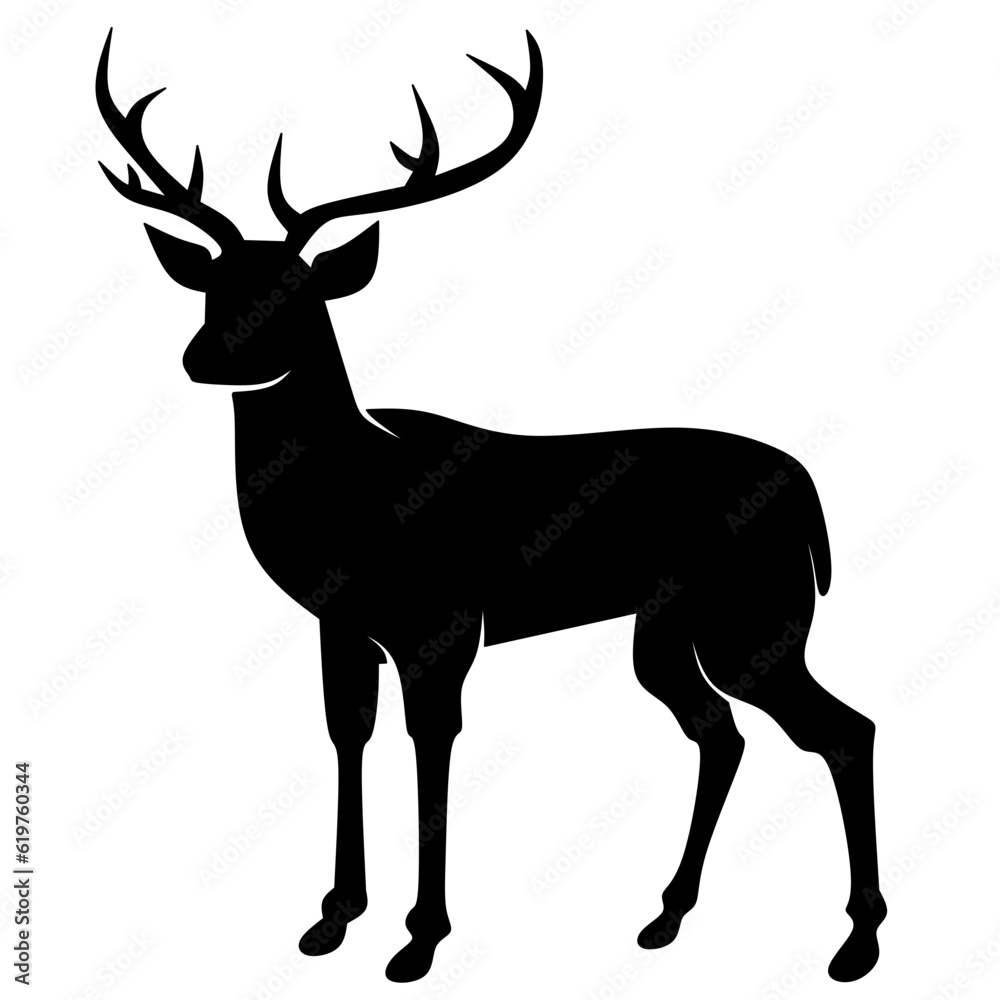 Obraz premium Deer icon vector illustration. Deer silhouette for icon, symbol or sign. Deer symbol for design about animal, wildlife, fauna, zoo, nature and hunt