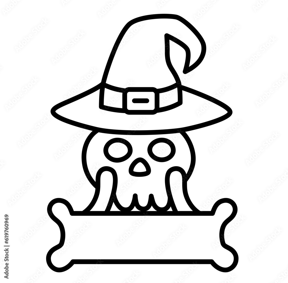 Halloween skull face with hat outline icon
Halloween skull face with hat outline icon
