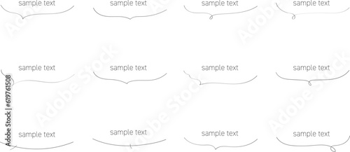 かわいい手書きの下線ふきだしセット フキダシ　吹出し　吹き出し　ベクター　黒　Hand drawn simple black vector speech bubble se