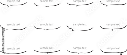 かわいい手書きの下線ふきだしセット フキダシ　吹出し　吹き出し　ベクター　黒　Hand drawn simple black vector speech bubble se
