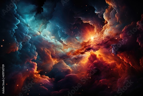 Abstract visualization of fractal realms. Colorful cloudy space