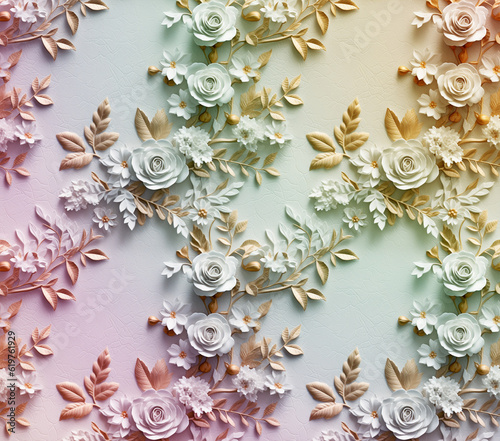 3D Flower Seamless Pattern