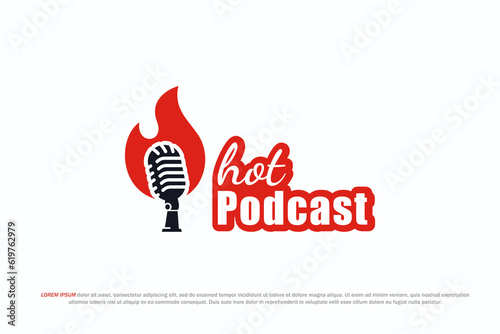 logo microphone fire hot podcast