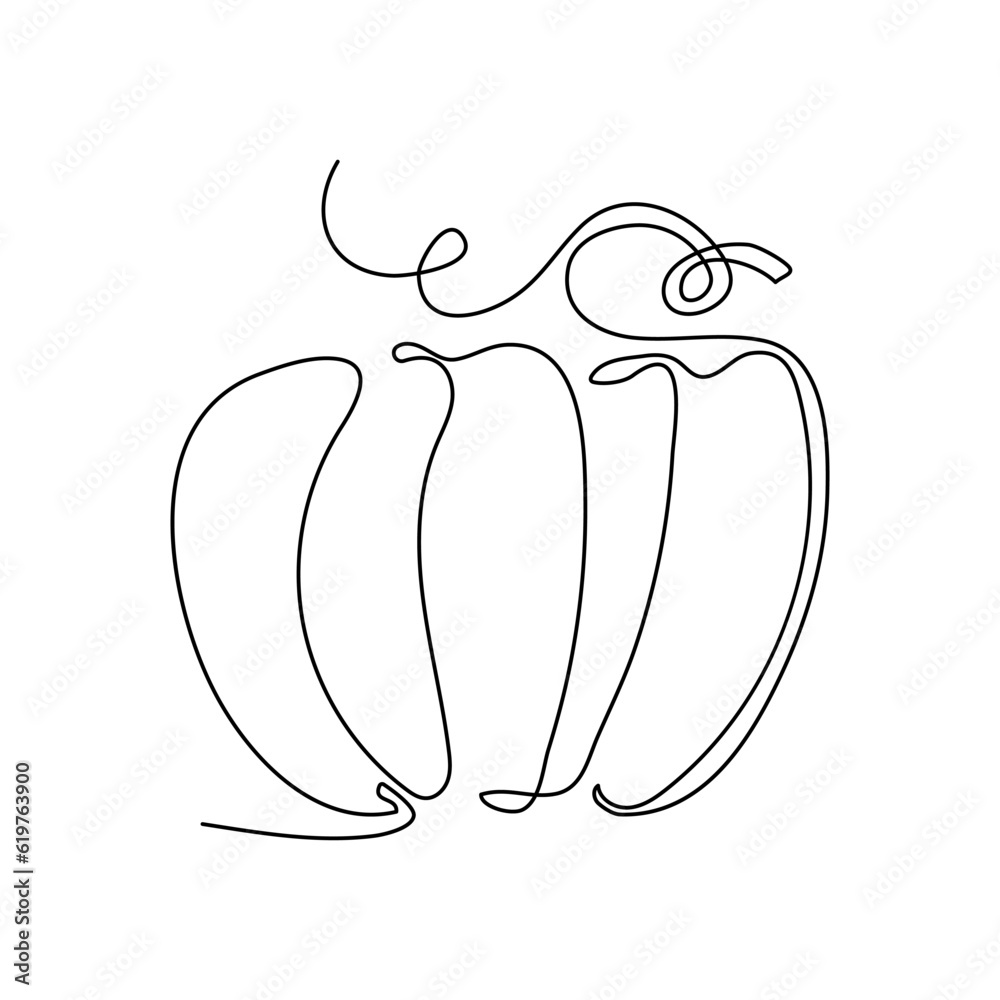 The pumpkin is drawn with one line. Agriculture. Vegetarian food. The pumpkin is drawn with one line. Agriculture. Vegetarian food.
