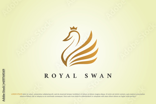 logo swan crown queen royal golden luxury goose