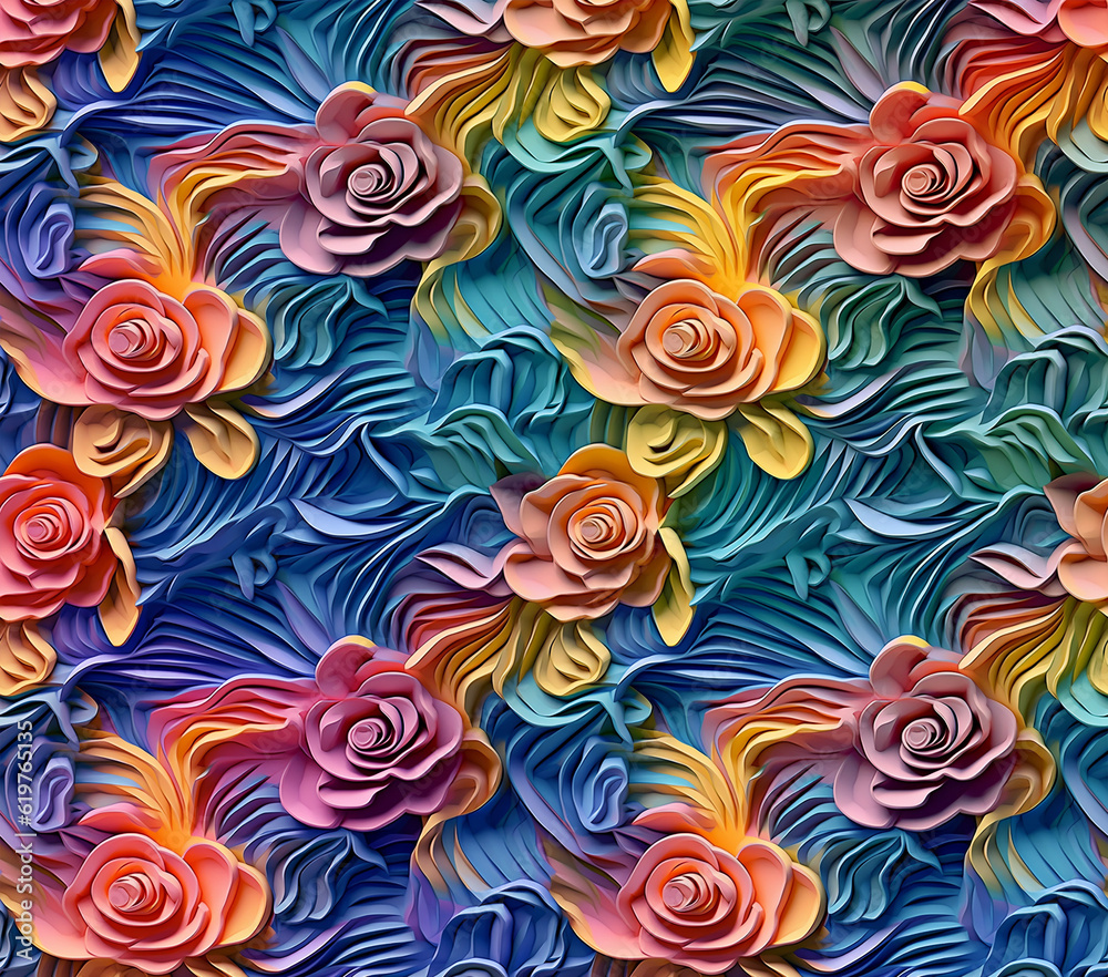 3D Flower Seamless Pattern 3D Flower Seamless Pattern
