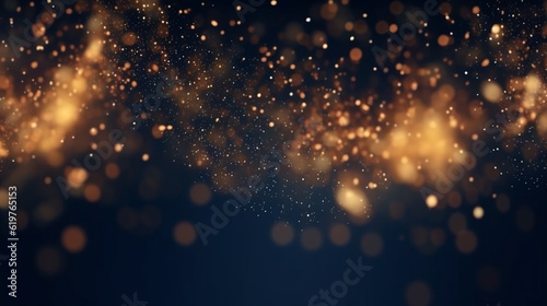 Abstract gold light sparks on black background 