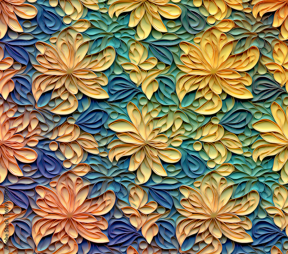 3D Flower Seamless Pattern 3D Flower Seamless Pattern