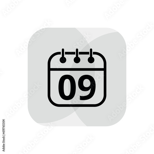 Calendar simple icon with specific day marked. Calendar flat icon for websites, blogs and graphic resources. Appointment scheduled, day 09.