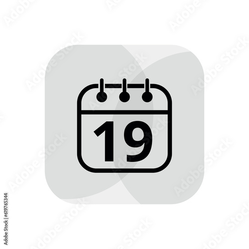 Calendar simple icon with specific day marked. Calendar flat icon for websites, blogs and graphic resources. Appointment scheduled, day 19.