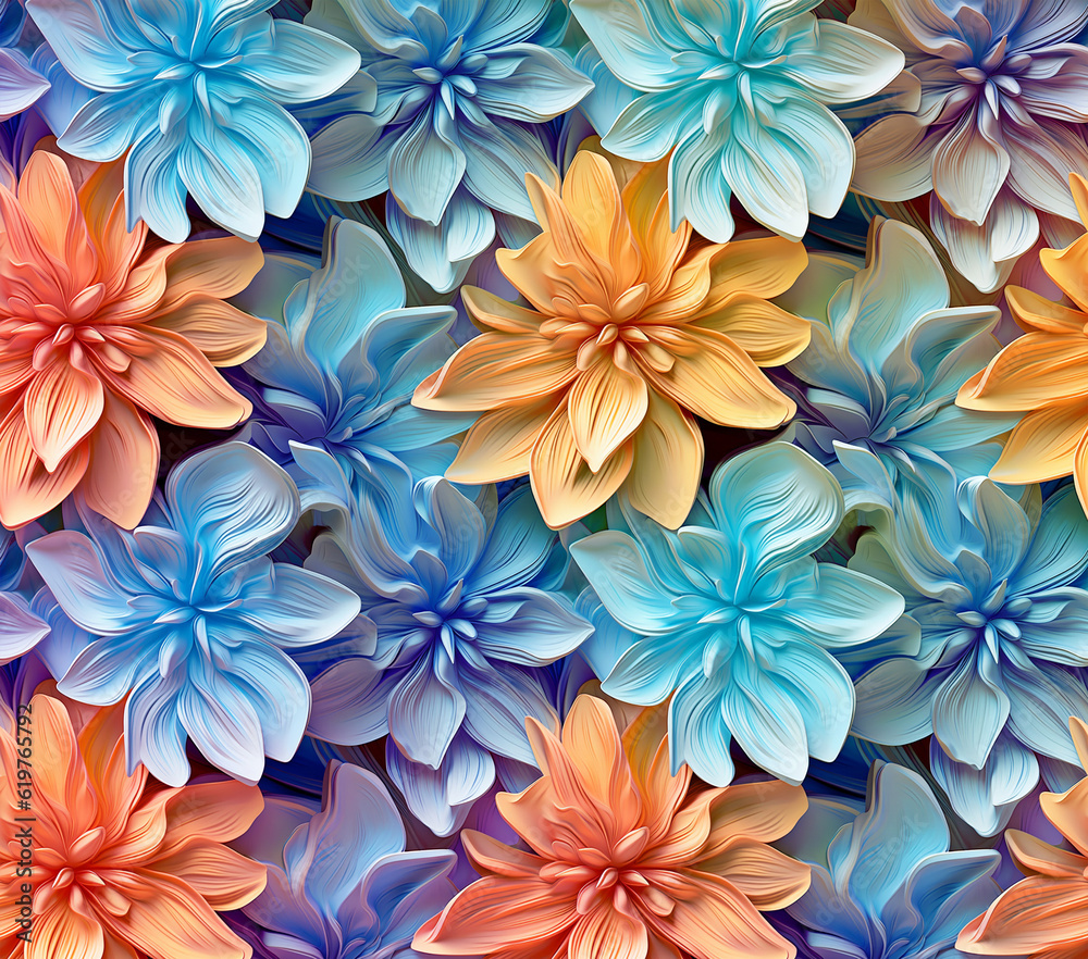 Obraz premium 3D Flower Seamless Pattern