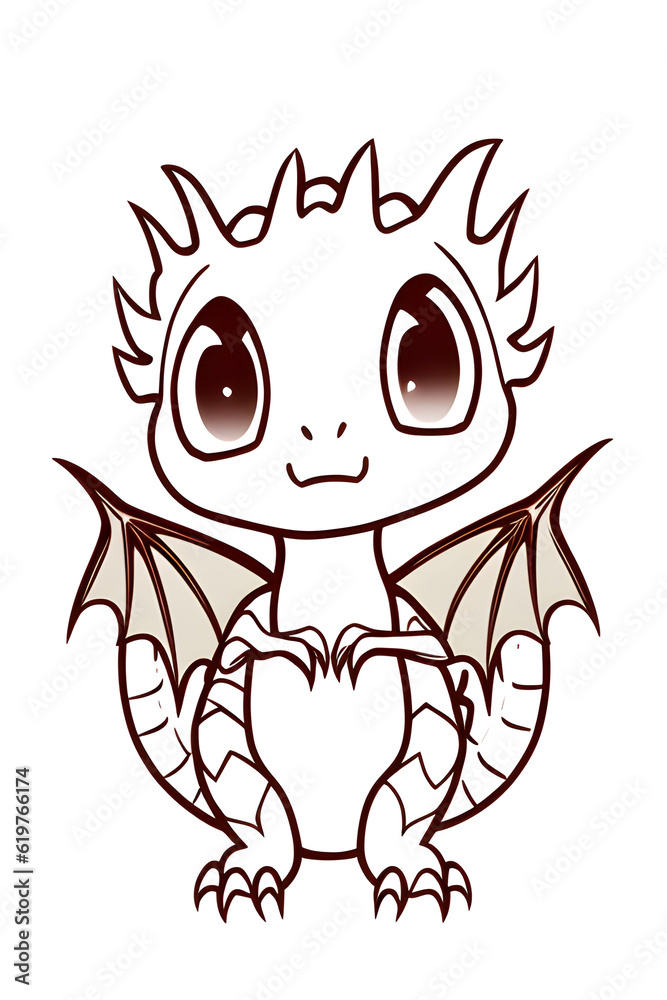 Sketch of a cute dragon of year 2024, generative ai	